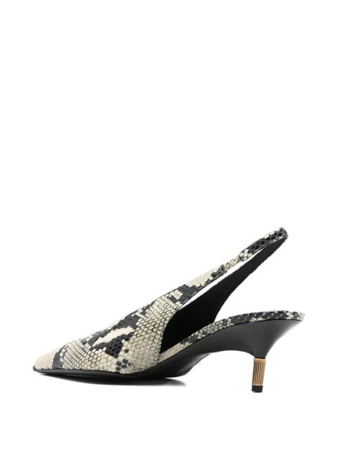 KHAITE Bella python-embossed leather pump - Neutrals