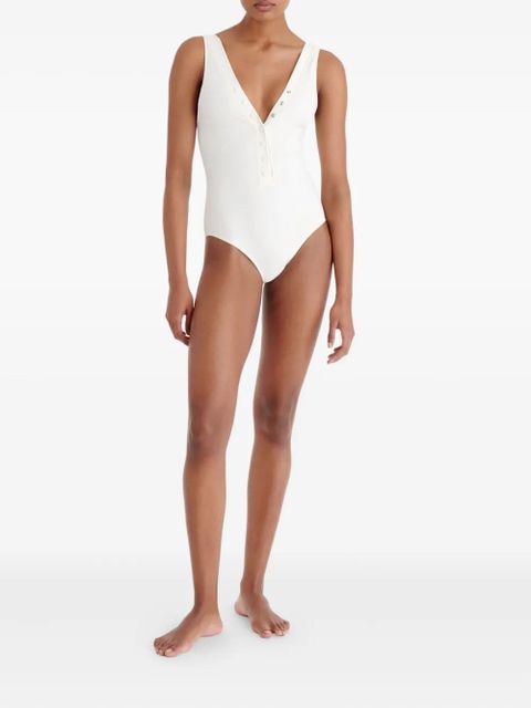 ERES Icône ribbed snap-detail swimsuit - White