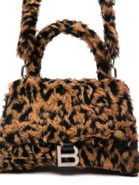 Balenciaga small Hourglass faux-fur mini bag - Brown