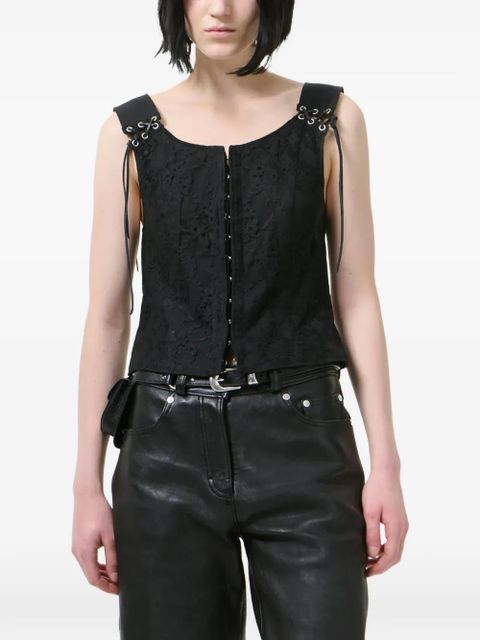 OUR LEGACY Tough lace-overlay eyelet-detail vest - Black - zdjęcie produktu nr 2