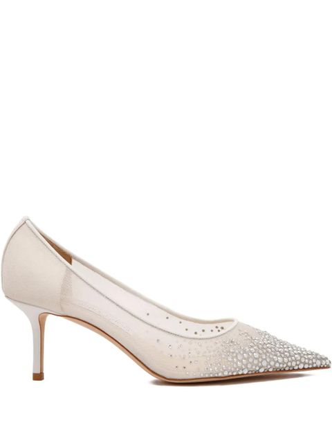 Jimmy Choo 85mm crystal-embellished mesh pumps - White - zdjęcie produktu nr 1