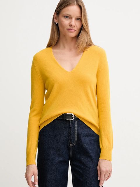 United Colors of Benetton sweter wełniany damski kolor żółty lekki 1002D401Y - zdjęcie produktu nr 1