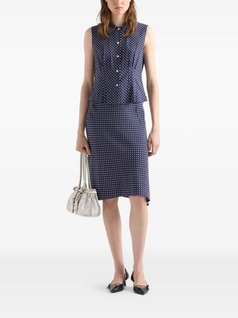 Prada polka-dot marocain skirt - Blue - zdjęcie produktu nr 2