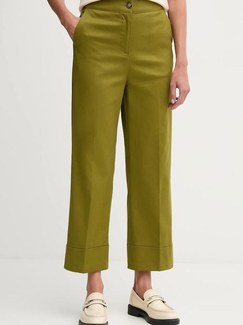 United Colors of Benetton spodnie damskie kolor zielony proste high waist 4SJCDF07J - zdjęcie produktu nr 1