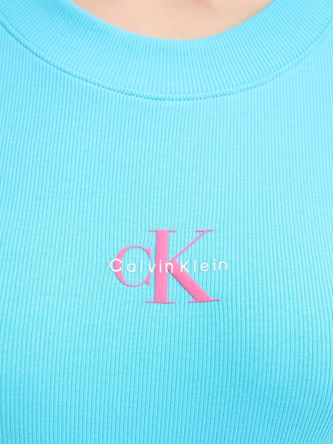 Calvin Klein Jeans longsleeve kolor turkusowy LV047A803G
