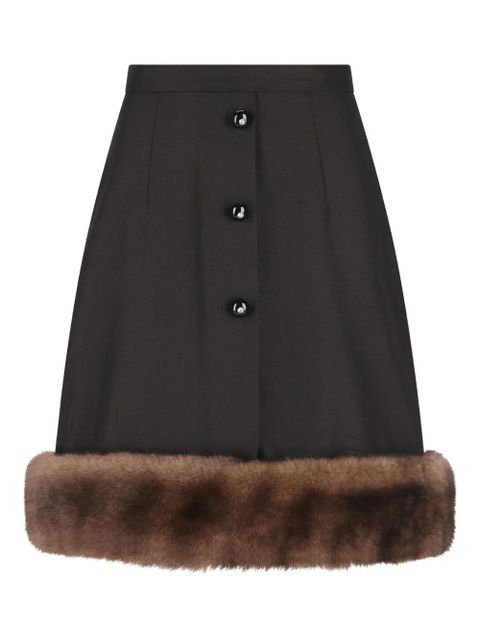 Valentino Garavani shearling-trim button skirt - Black - zdjęcie produktu nr 1