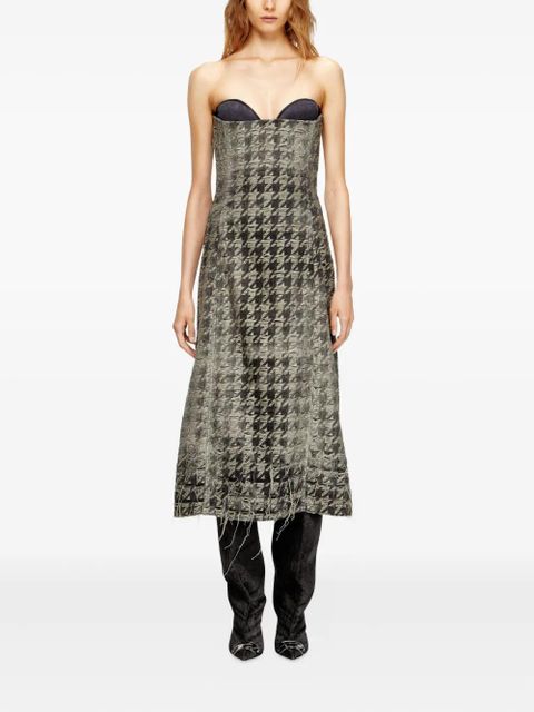 Diesel houndstooth frayed dress - Black