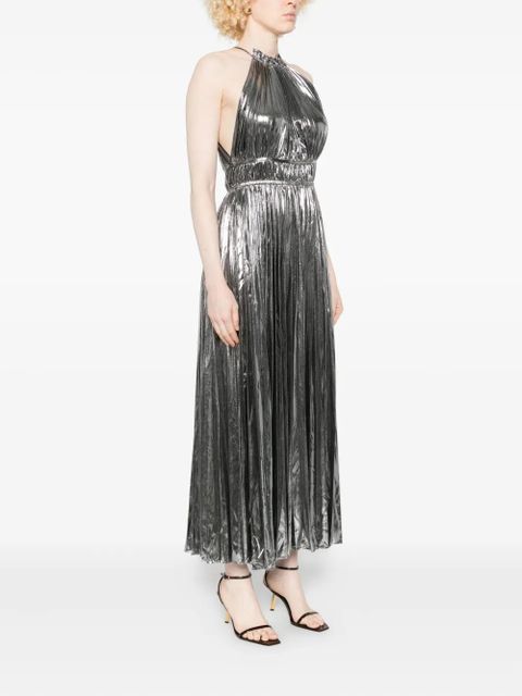 Maje metallic pleated dress - Silver