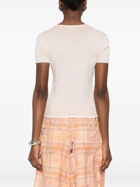 Blumarine ribbed short-sleeve T-shirt - Pink