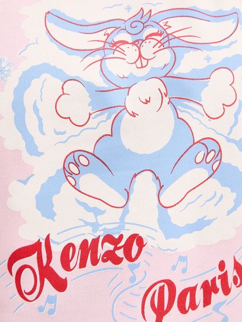 Kenzo bluza bawełniana damska kolor różowy z nadrukiem FG52SW2034MJ