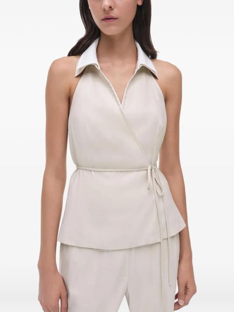 Simkhai Campbell collared wrap top - Neutrals