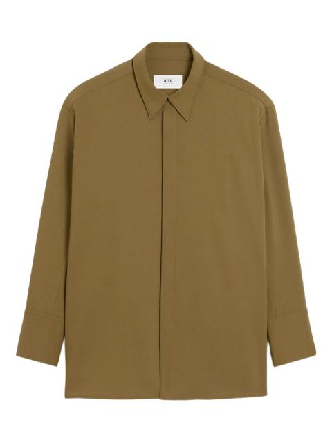 AMI Paris wool side-slit oversized shirt - Green - zdjęcie produktu nr 1