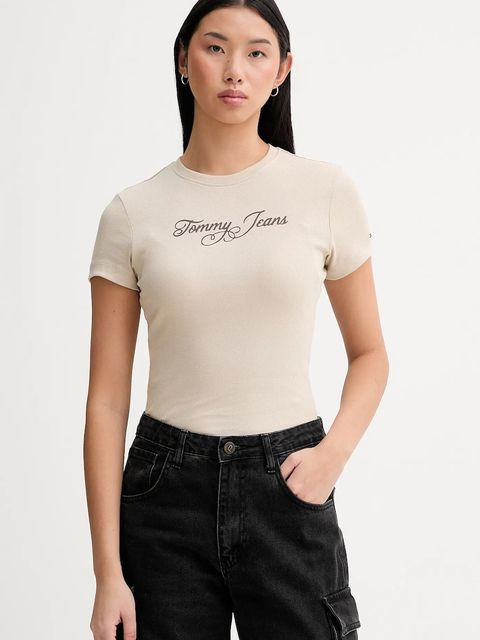 Tommy Jeans t-shirt damski kolor beżowy DW0DW21838 - zdjęcie produktu nr 1
