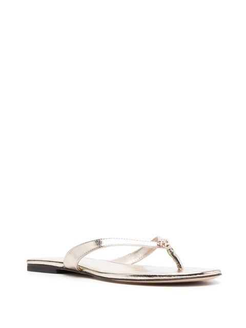 Tory Burch flat leather flip-flops - Gold - zdjęcie produktu nr 2