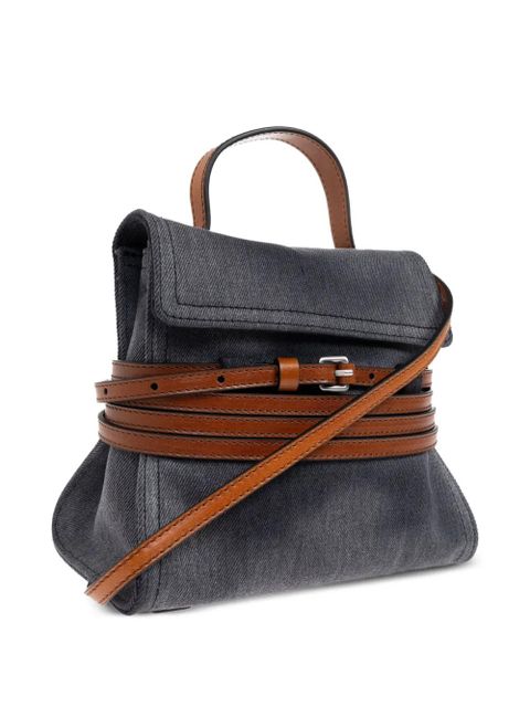 Moschino Tie Me denim belted mini bag - Grey