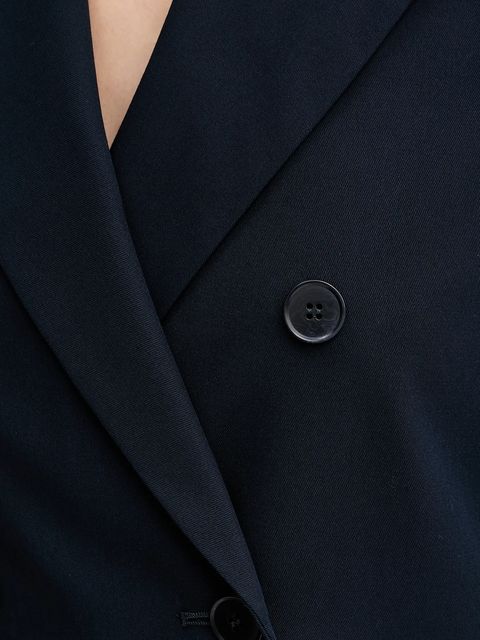 Weekend Max Mara marynarka bawełniana TAPPETO kolor granatowy dwurzędowa gładka 2525046061600