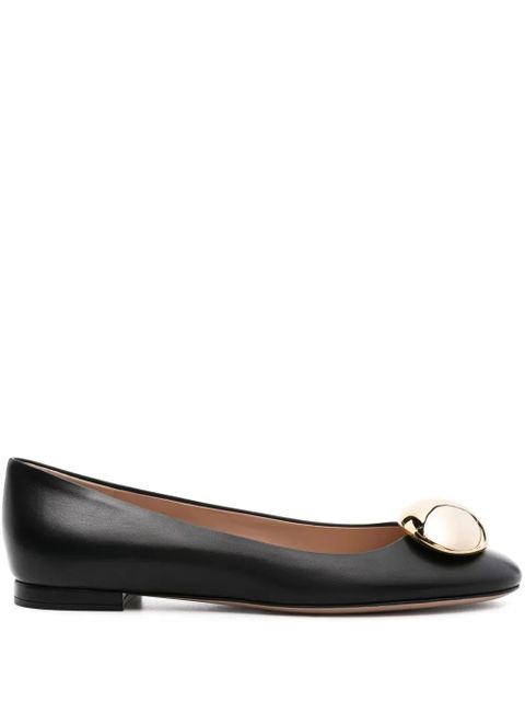 Gianvito Rossi round-toe leather ballerina shoes - Black - zdjęcie produktu nr 1