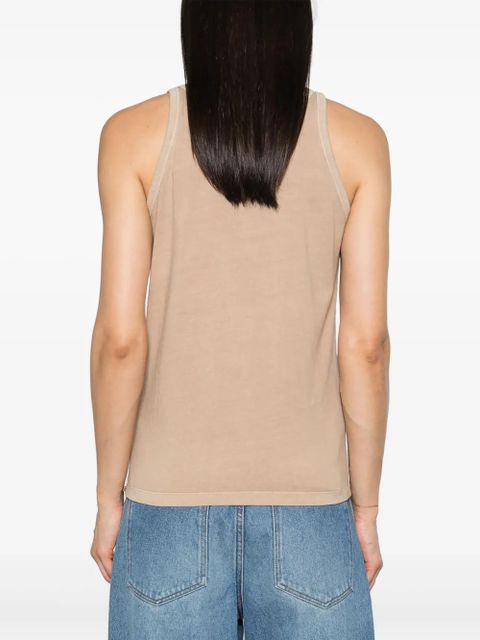 Sportmax scoop-neck cotton tank top - Neutrals
