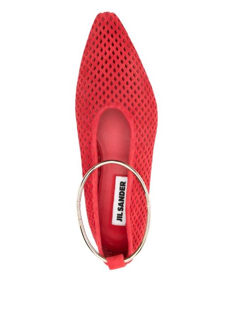 Jil Sander lattice ankle strap pumps - Red