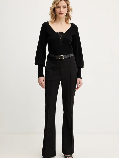 Twinset sweter z dodatkiem wełny damski kolor czarny 252TT3392