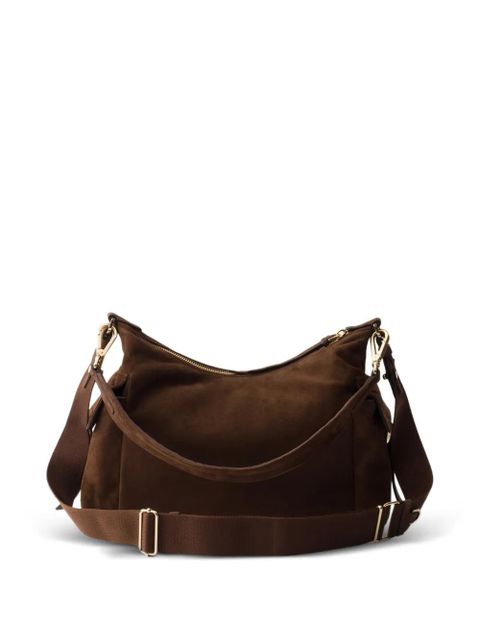 Prada large Explore suede-leather shoulder bag - Brown