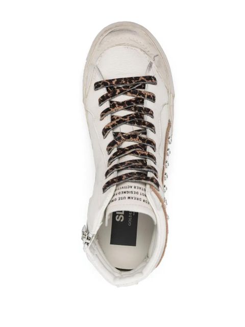 Golden Goose Slide crystal-embellished hi-top sneakers - White