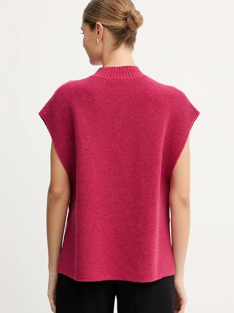 United Colors of Benetton kamizelka z dodatkiem wełny damski kolor różowy z półgolfem 1244D10EF