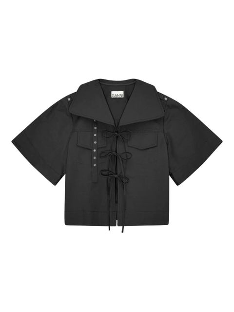 GANNI stretch-cotton blouse - Black