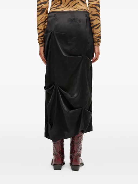 GANNI floral-pattern draped mini skirt - Black - zdjęcie produktu nr 2