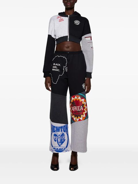 Marine Serre upcycled graphic sweat pants - Black