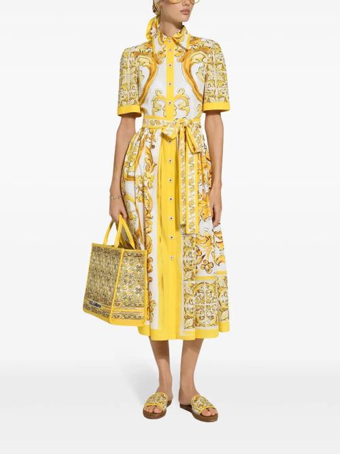 Dolce & Gabbana Majolica-print cotton shirtdress - Yellow - zdjęcie produktu nr 2
