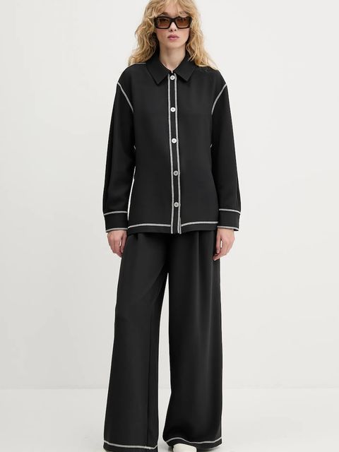 Stine Goya spodnie damskie kolor czarny szerokie high waist SG-PF25-P093-2369