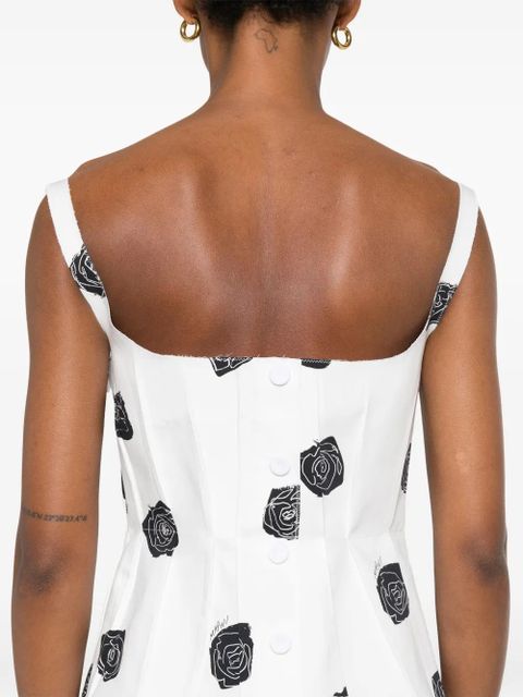 Marni rose-print midi dress - White