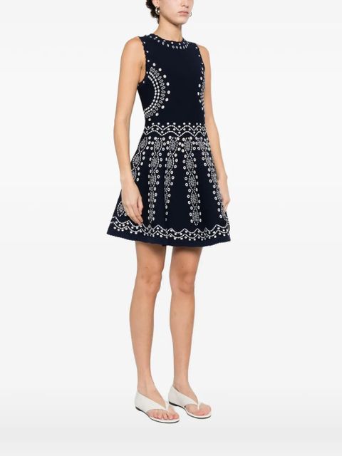 SANDRO embroidered knitted dress - Blue