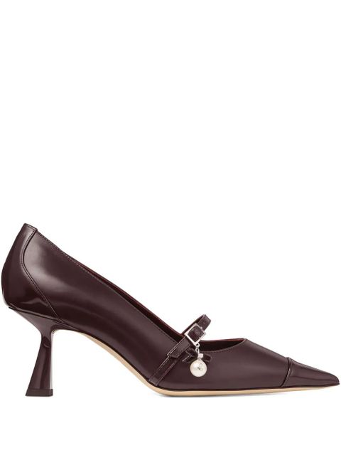 Jimmy Choo 65mm Aren pearl-embellished pointed-toe pumps - Brown - zdjęcie produktu nr 1