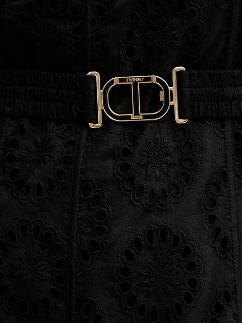 Twinset sukienka bawełniana kolor czarny midi rozkloszowana 251TT2361