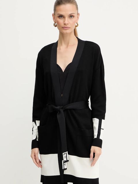 Elisabetta Franchi kardigan damski kolor czarny lekki MK02S56E2 - zdjęcie produktu nr 1