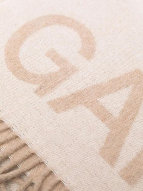 GANNI fringed knitted scarf - Neutrals