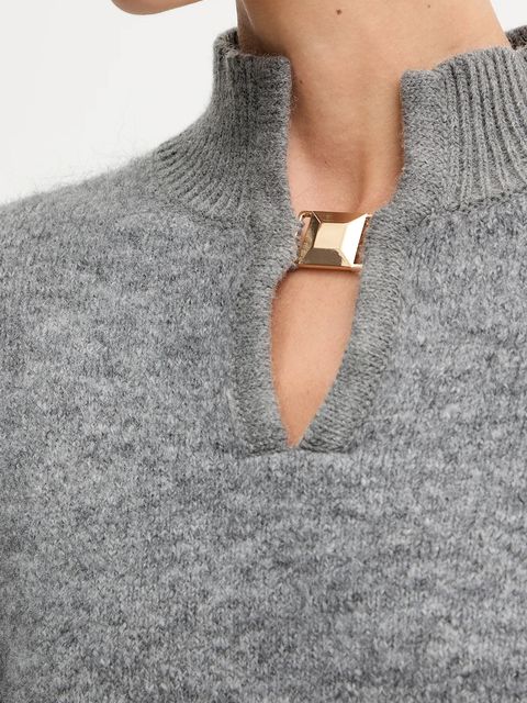 Simona Corsellini sweter wełniany damski kolor szary z półgolfem A24CPMGO10