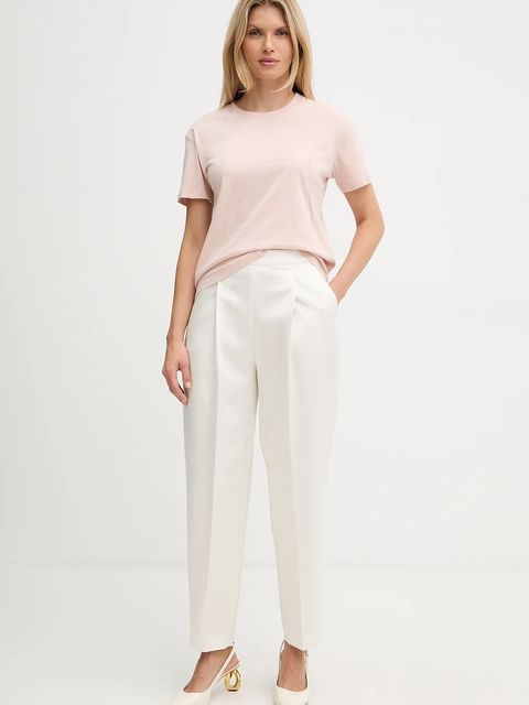 Twinset t-shirt bawełniany damski kolor beżowy 252TT2320