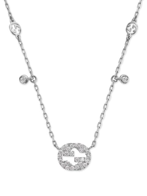 Gucci 18kt white gold Interlocking G diamond necklace - Silver