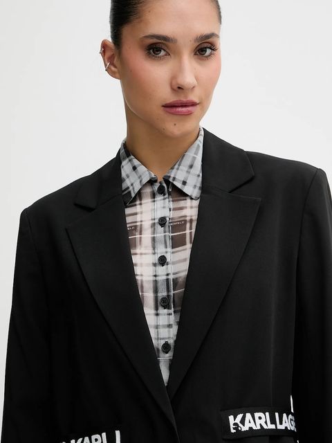 Karl Lagerfeld Jeans marynarka kolor czarny jednorzędowa gładka B1W14024 - zdjęcie produktu nr 2