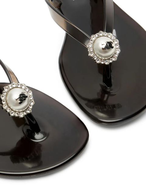 Casadei pearl embellished flip-flops - Black