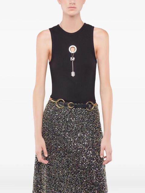 Rabanne eyelet-detail ribbed tank top - Black