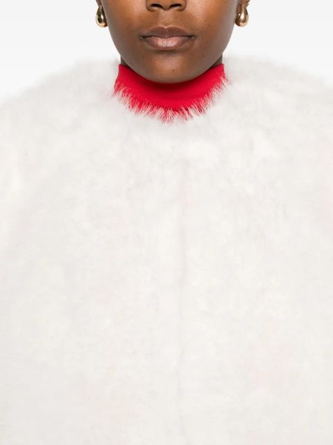 Maje faux-fur cropped jacket - White