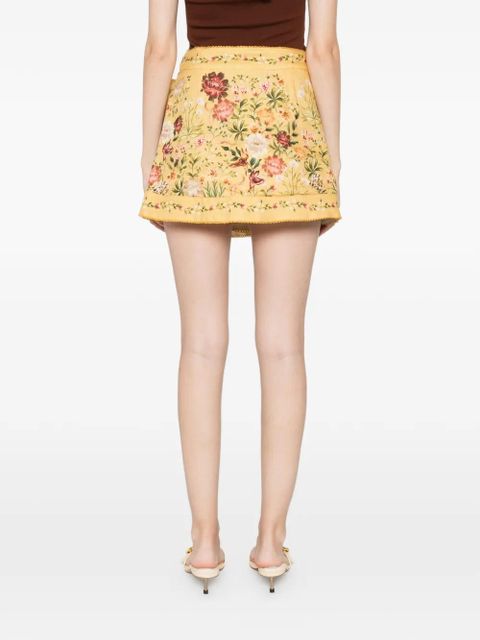 Agua By Agua Bendita Luna Paramo floral tie skirt - Yellow