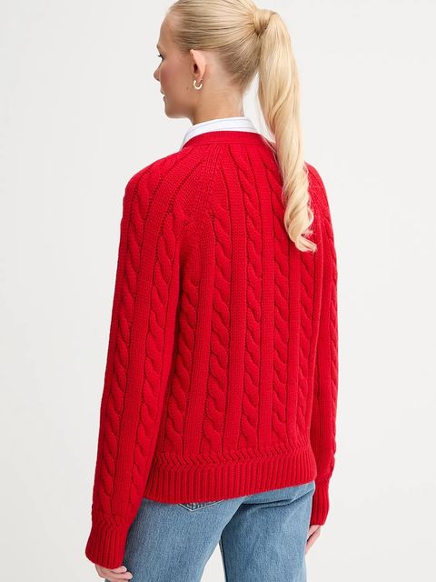 Bally kardigan wełniany damski kolor czerwony ciepły WKN0AM - zdjęcie produktu nr 2