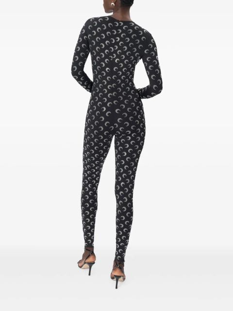 Marine Serre Moon-pattern jersey jumpsuit - Black - zdjęcie produktu nr 2