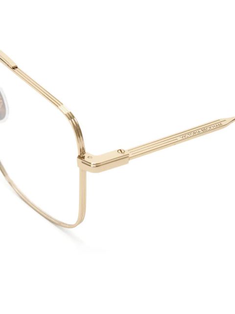 Victoria Beckham double-bridge square-frame glasses - Gold