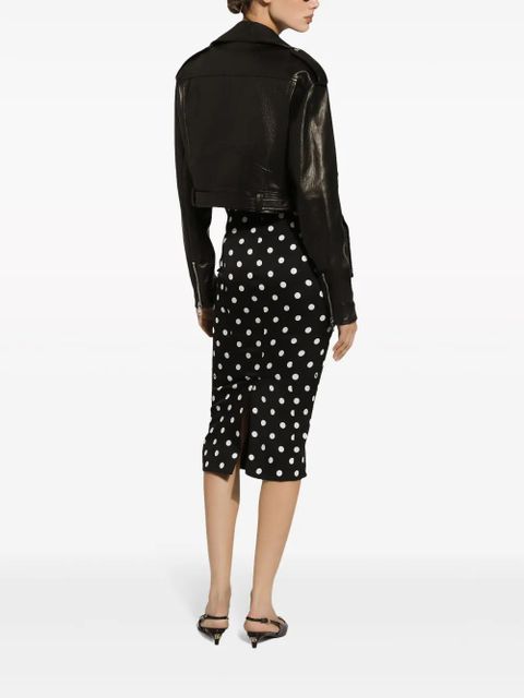 Dolce & Gabbana cropped leather biker jacket - Black